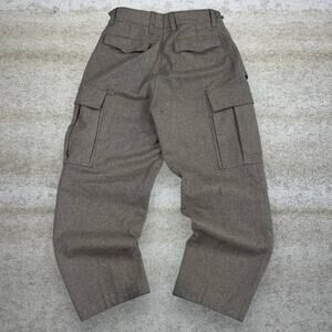 True Vintage German Army Wool Cargo Pants Green Baggy Wide Leg Fit GD 50s